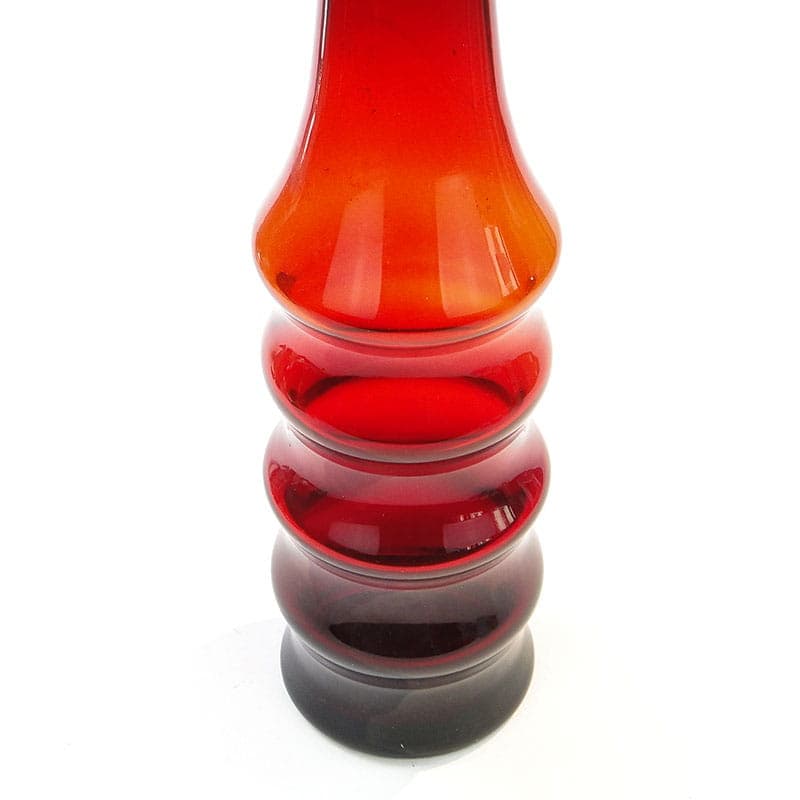 Wazon Żyrafa, szkło maroon, proj. K. Krawczyk, Polska, lata 70. - 192243