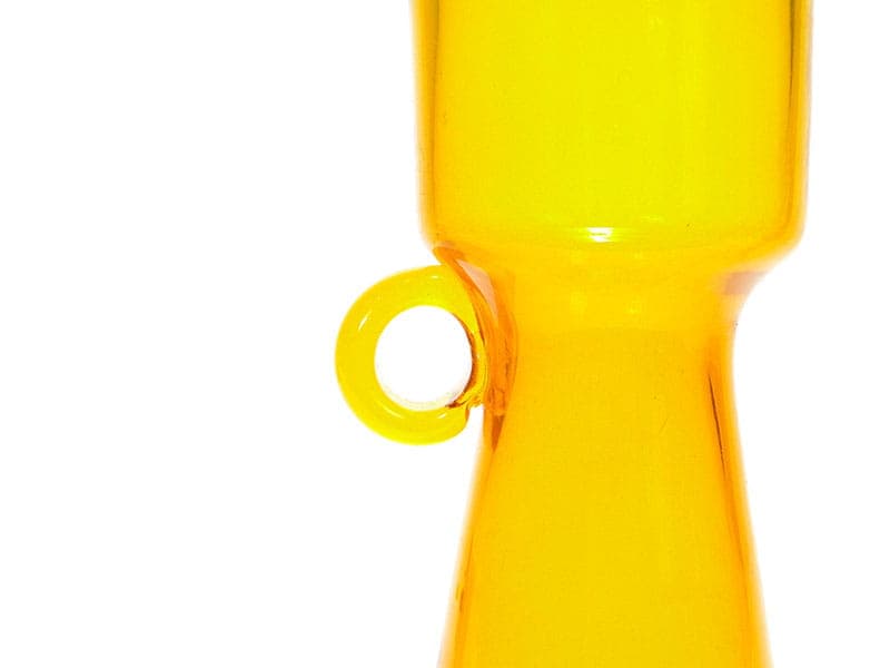 Vase with Handle, yellow, glass, by K. Krawczyk, Poland, 1970s. - 192269