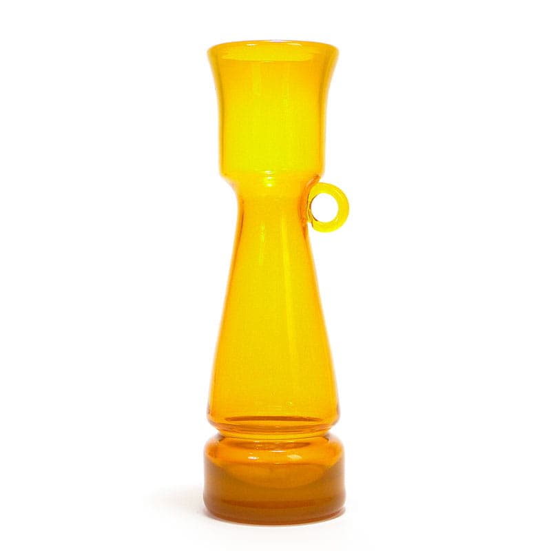 Vase with Handle, yellow, glass, by K. Krawczyk, Poland, 1970s. - 192266
