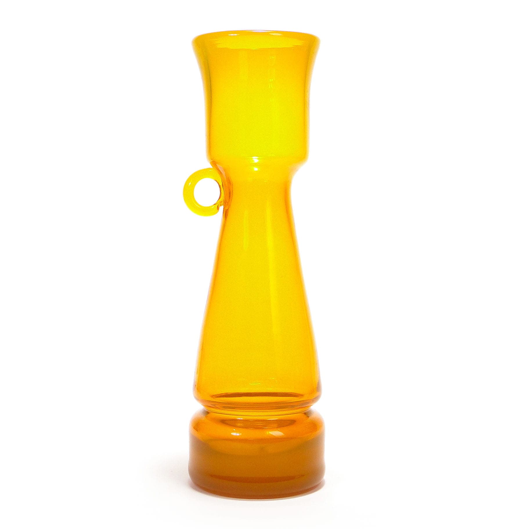Vase with Handle, yellow, glass, by K. Krawczyk, Poland, 1970s. - 192267