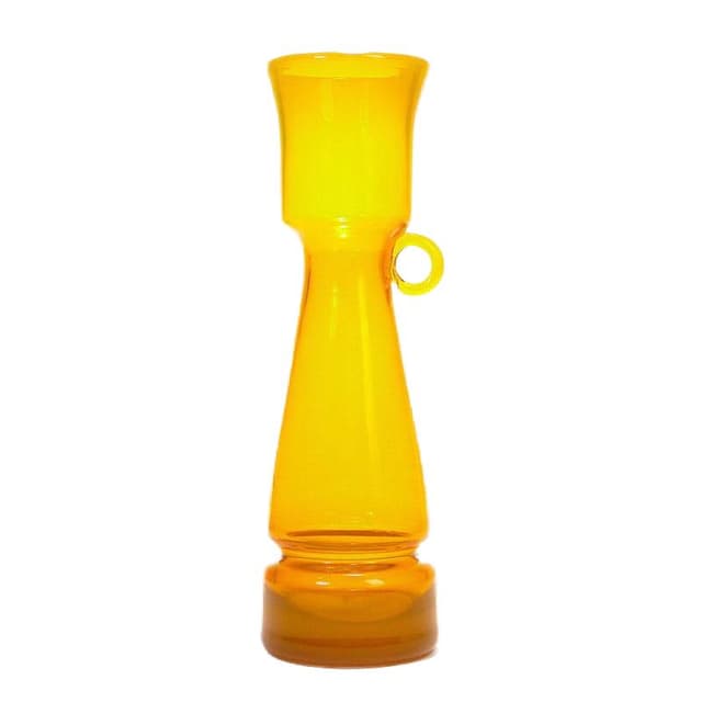 Vase with Handle, yellow, glass, by K. Krawczyk, Poland, 1970s. - DIMENSION