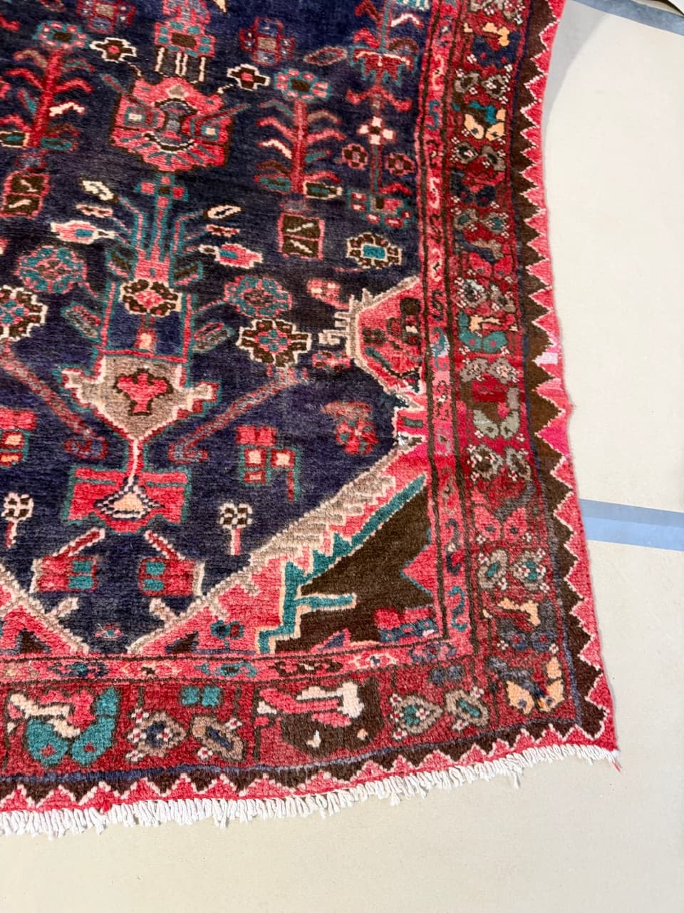 Runner Hamadan 305x100 cm, navy blue, wool, Iran - 192361