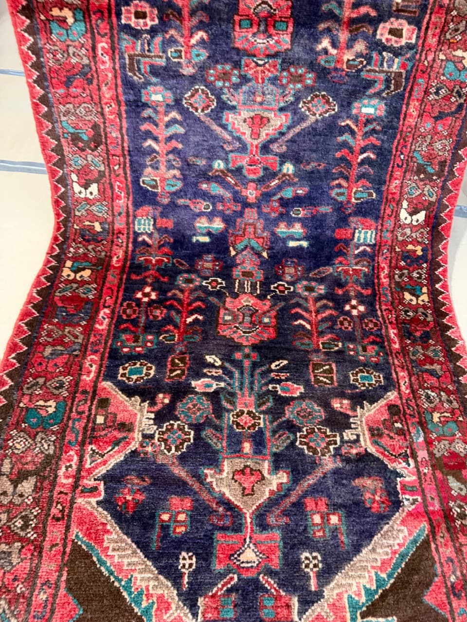 Runner Hamadan 305x100 cm, navy blue, wool, Iran - 192363