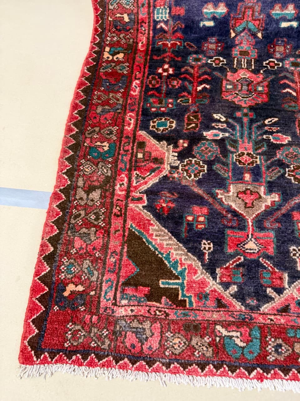 Runner Hamadan 305x100 cm, navy blue, wool, Iran - 192351