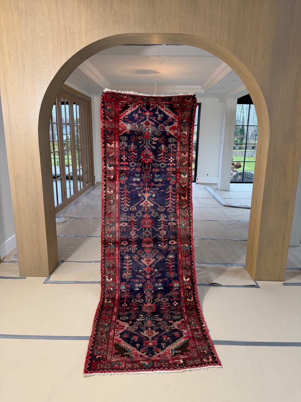 Runner Hamadan 305x100 cm, navy blue, wool, Iran - 192356
