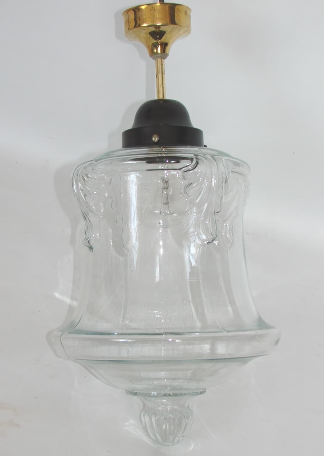 Lampa wisząca, Art déco, szkło transparent, mosiądz, lata 20. - 192412