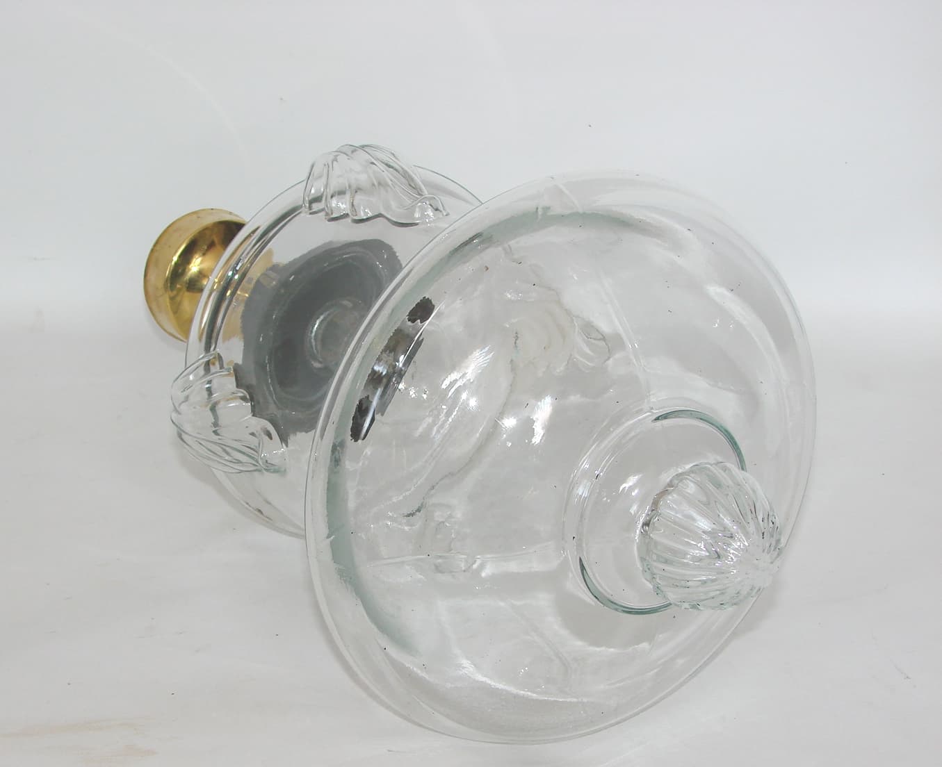 Lampa wisząca, Art déco, szkło transparent, mosiądz, lata 20. - 192417