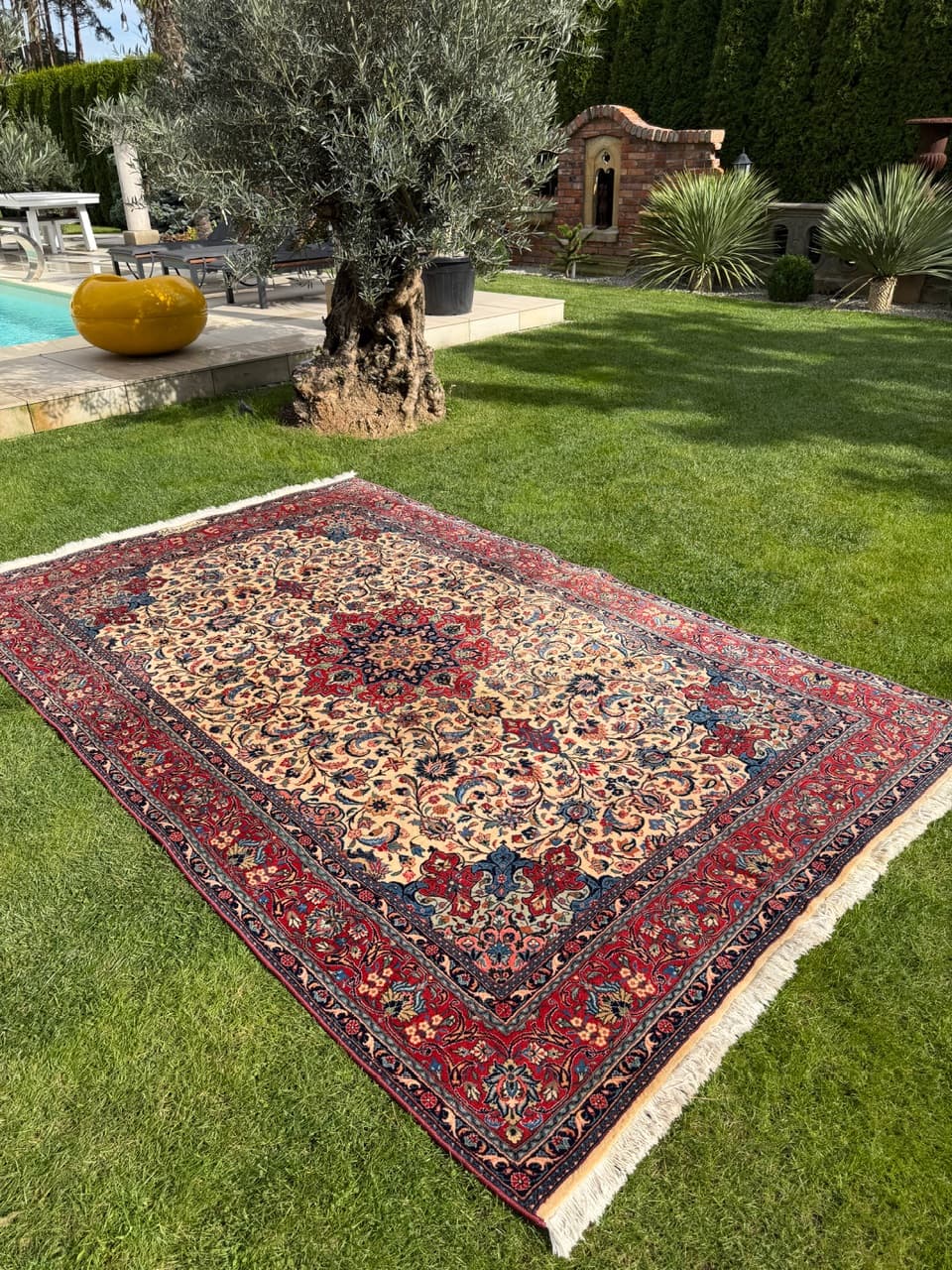 Dywan Isfahan 310x200 cm, beżowy, wełna, Iran - 192431