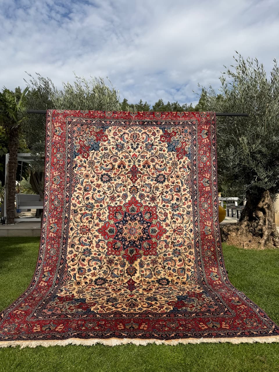 Dywan Isfahan 310x200 cm, beżowy, wełna, Iran - 192419