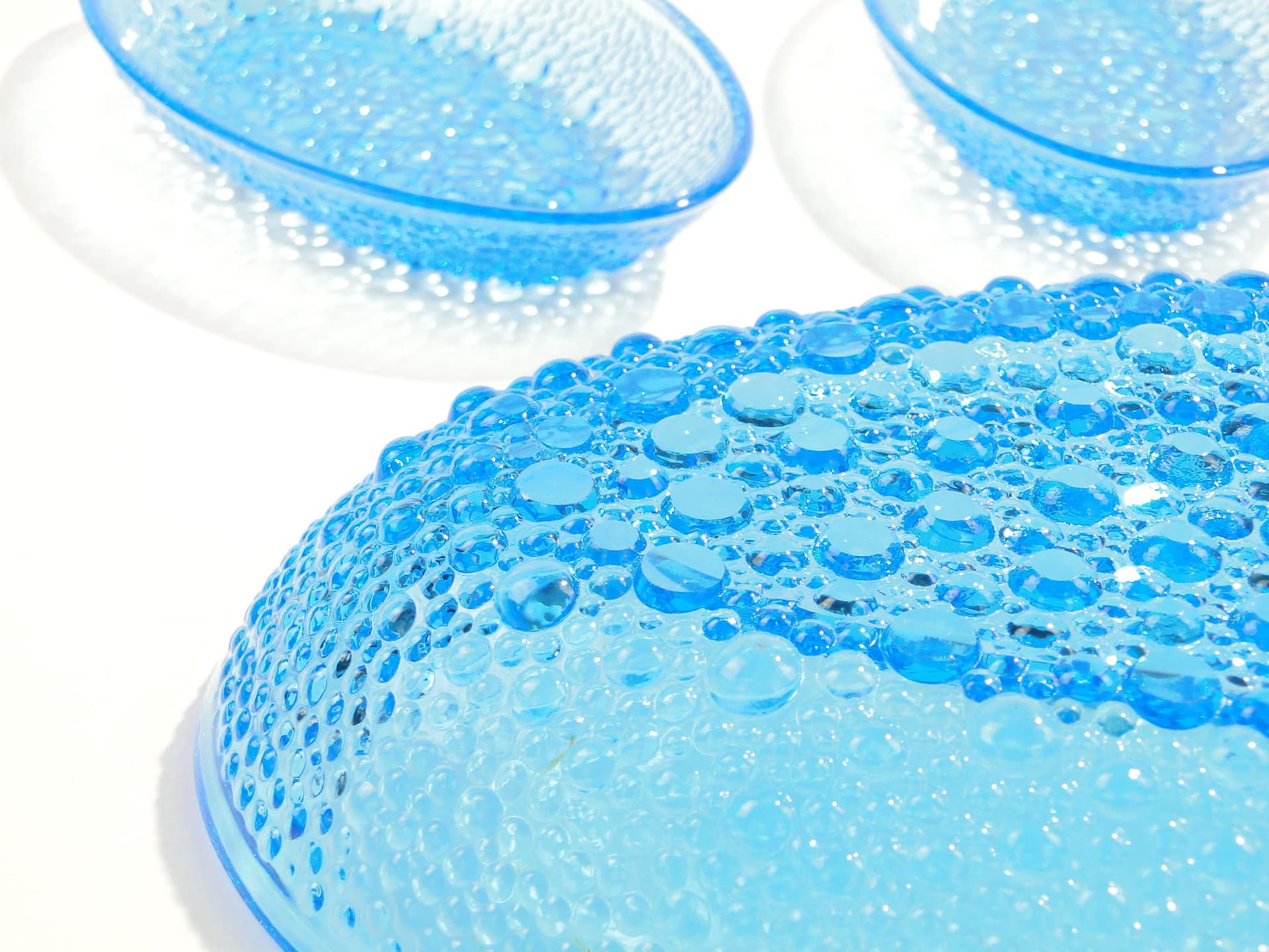 Tableware set Asteroid, blue glass, by J. S. Drost, Ząbkowice, Poland, 1960s. - 192433