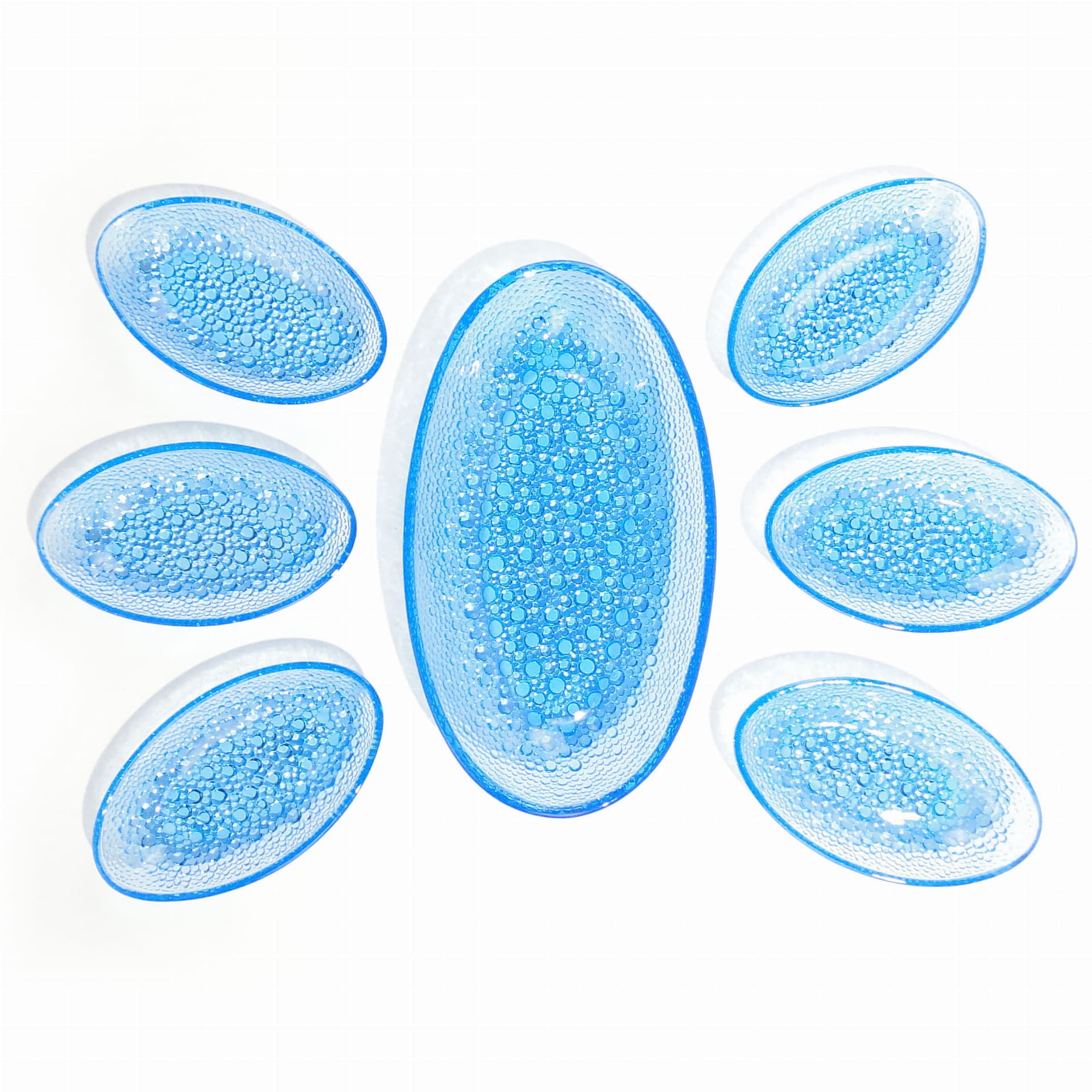 Tableware set Asteroid, blue glass, by J. S. Drost, Ząbkowice, Poland, 1960s. - 192434