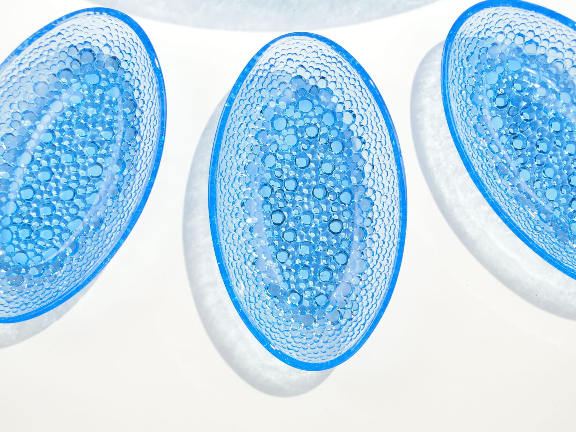 Tableware set Asteroid, blue glass, by J. S. Drost, Ząbkowice, Poland, 1960s. - 192438