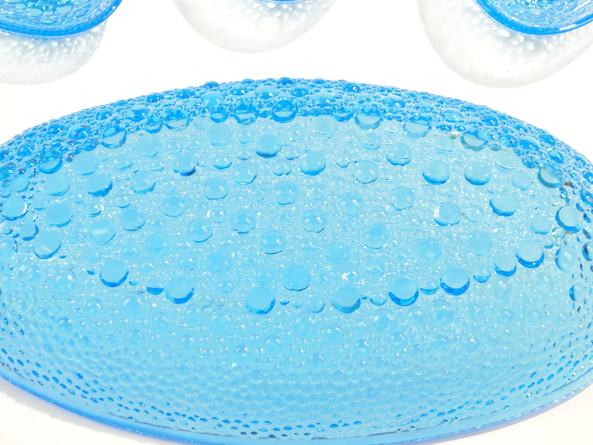 Tableware set Asteroid, blue glass, by J. S. Drost, Ząbkowice, Poland, 1960s. - 192440