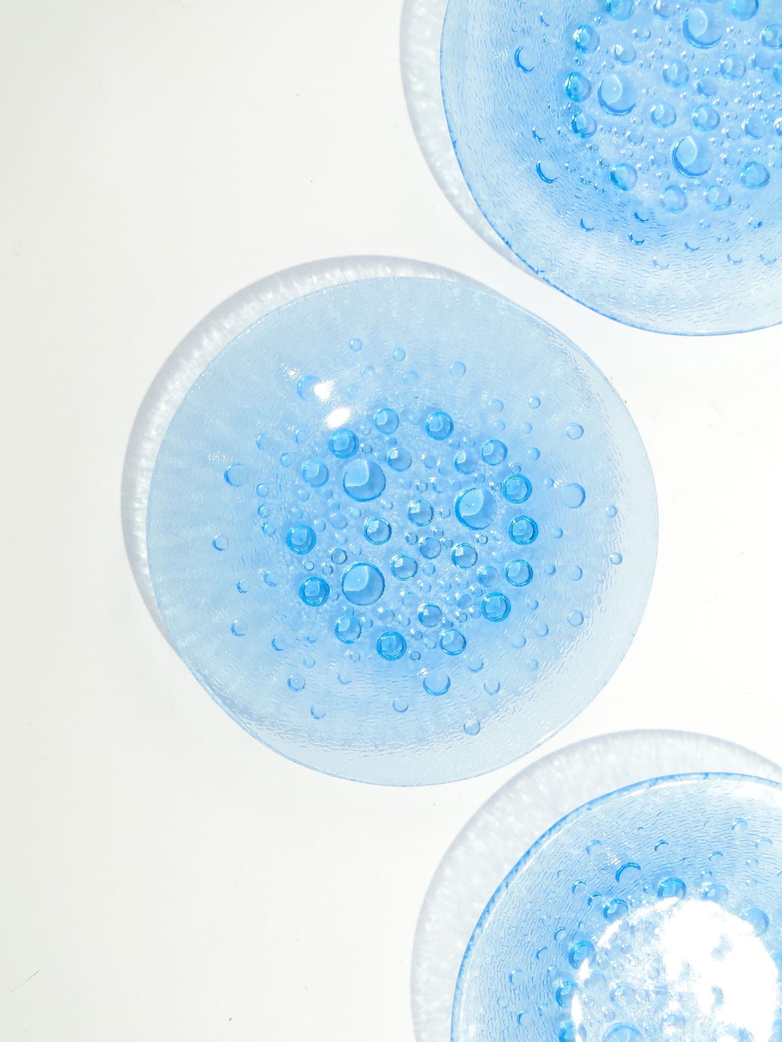 Set of dessert plates Asteroid, blue glass, by J. S. Drost, Ząbkowice, Poland, 1960s. - 192443