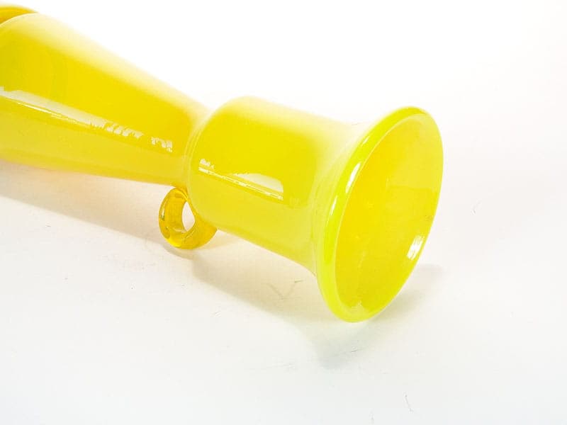 Wazon z uchem, szkło żółty, proj. K. Krawczyk, Polska, lata 70. - 192492