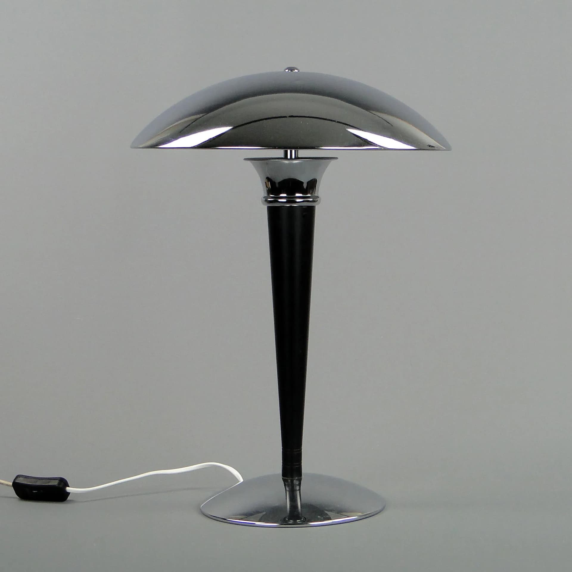 Table Lamp Art Deco, chrome black metal, Italy, 1980s - 13389