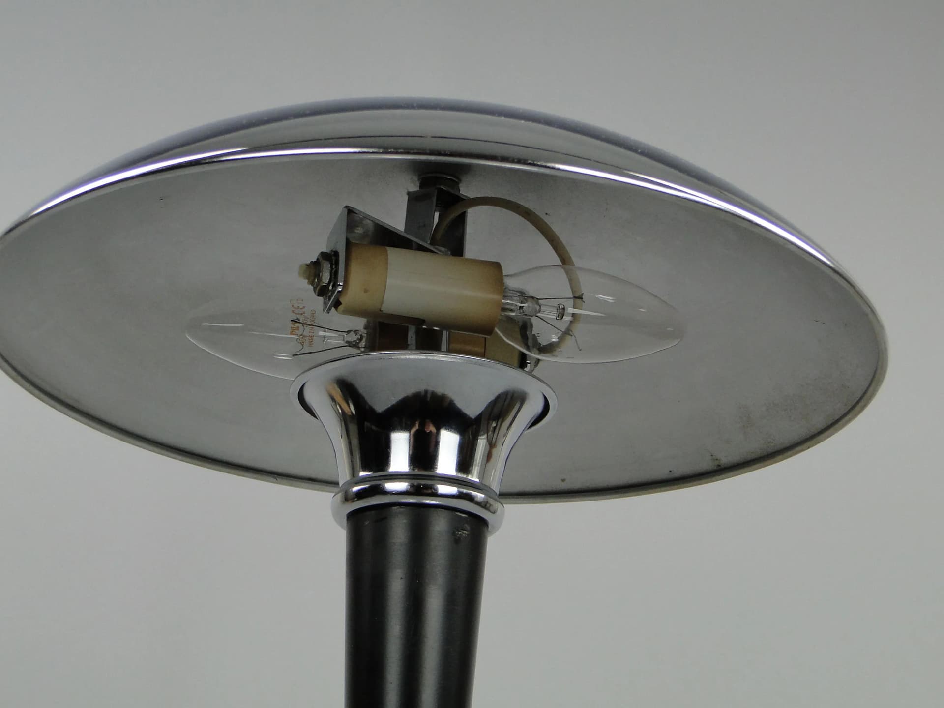 Table Lamp Art Deco, chrome black metal, Italy, 1980s - 13392