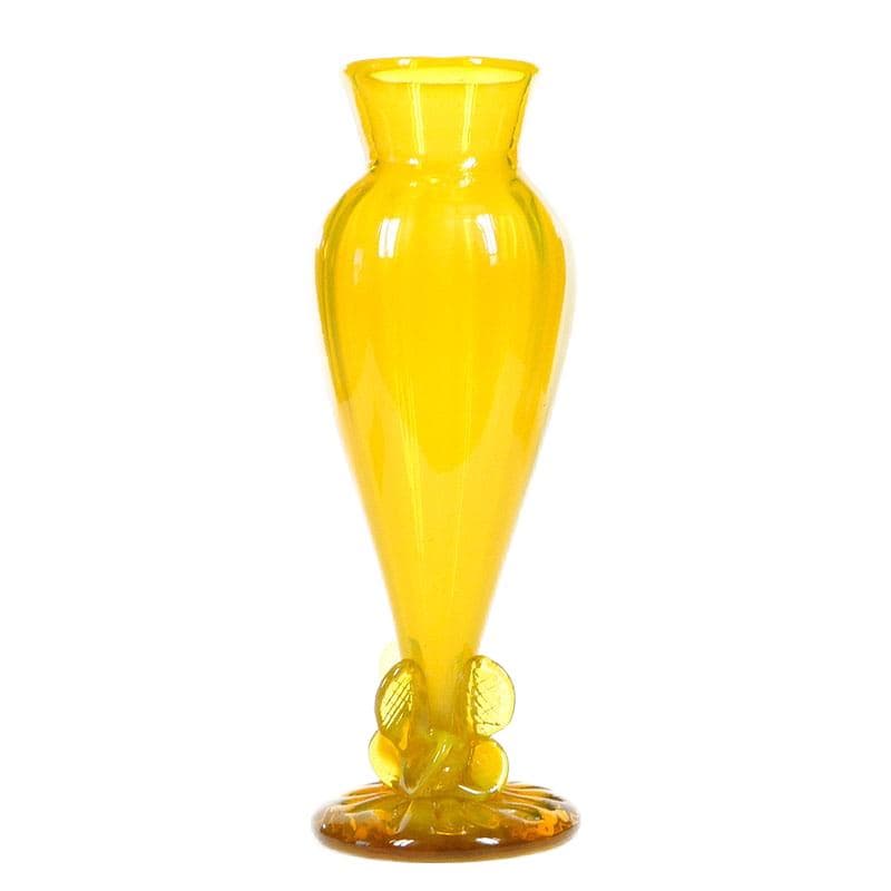 Wazon z kokardą, szkło żółte, proj. J. Słuczan-Orkusz, Polska, lata 70.