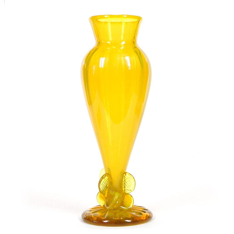 Wazon z kokardą, szkło żółte, proj. J. Słuczan-Orkusz, Polska, lata 70. - 192613