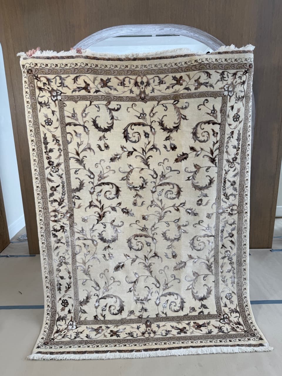 Dywan Ghoum, 245x170 cm, ivory white, wełna kaszmirowa jedwab, Indie - 192741