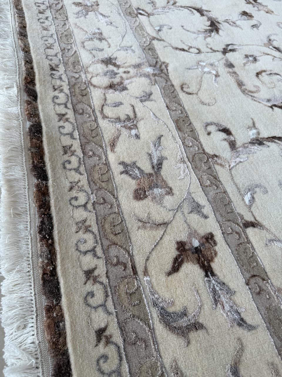 Dywan Ghoum, 245x170 cm, ivory white, wełna kaszmirowa jedwab, Indie - 192745