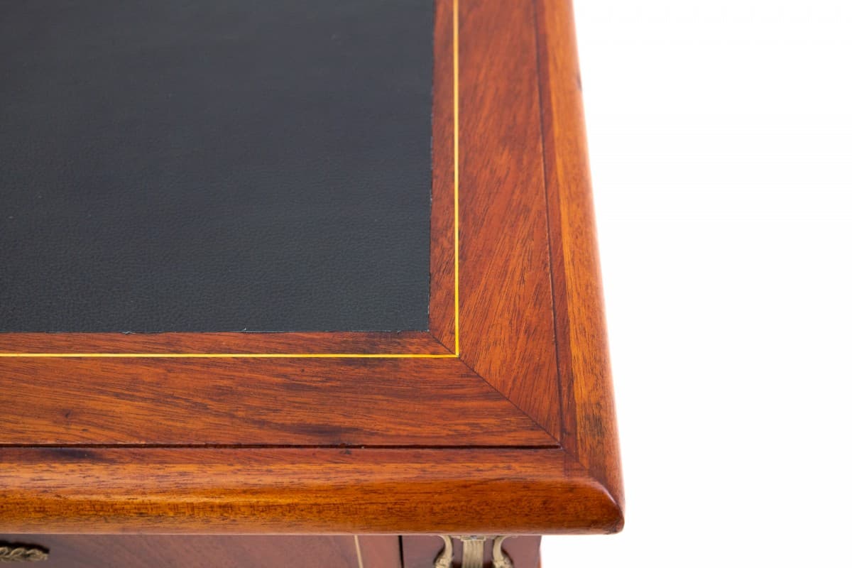 Biurko Empire, brązowy, drewno, skóra naturalna granatowa lub czarna, mosiądz złoty, Francja, XIX w. - 192845