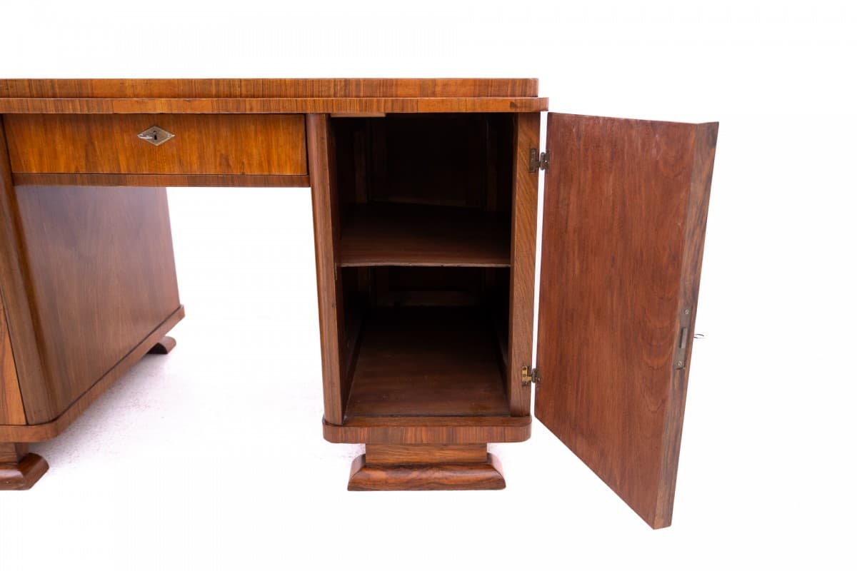 Biurko Art déco, orzech brązowy średni, Polska, lata 20. - 192869