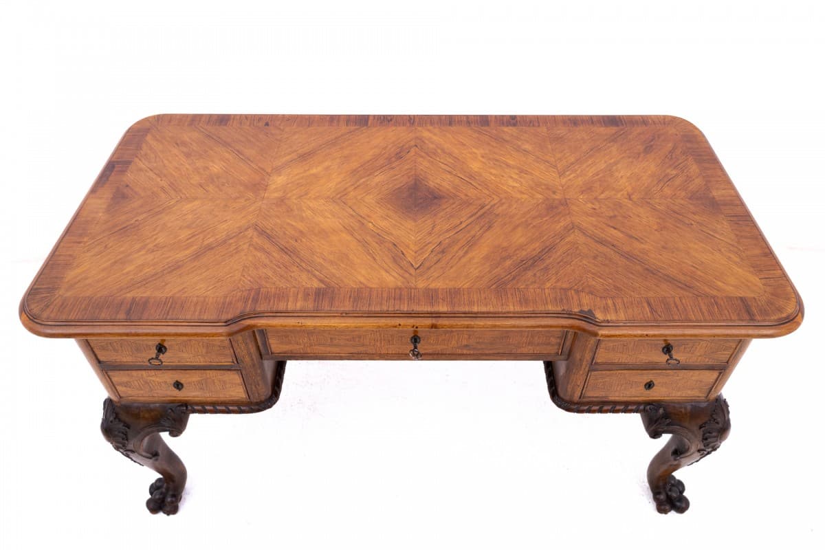 Biurko, styl Ludwik Filip, brązowy, orzech, Francja, XIX w. - 192923