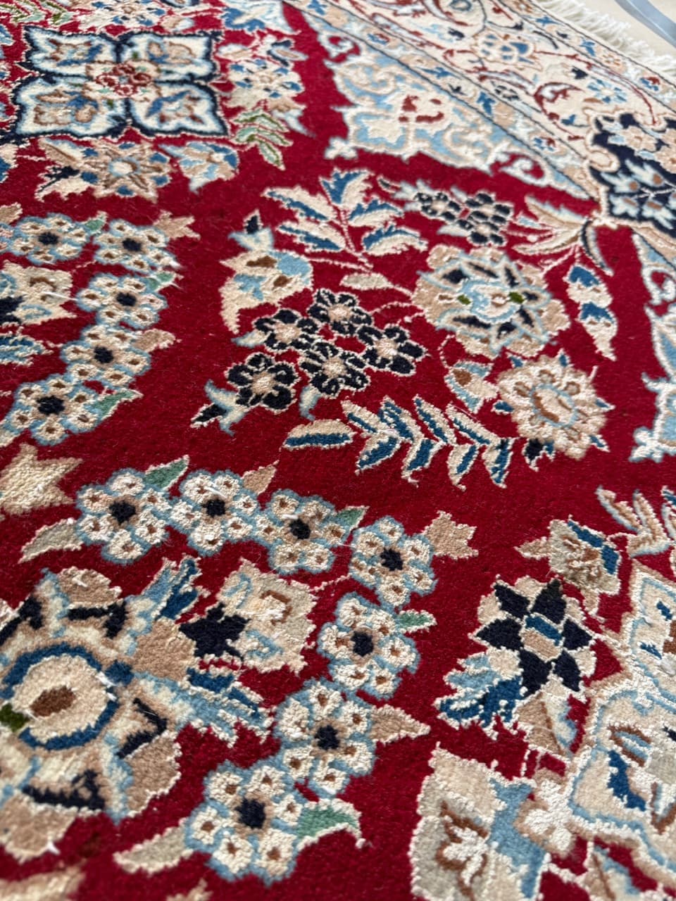 Nowy Okrągły Dywan Perski Kaszmirowy + Jedwab Iran Nain 210x210 - 193320