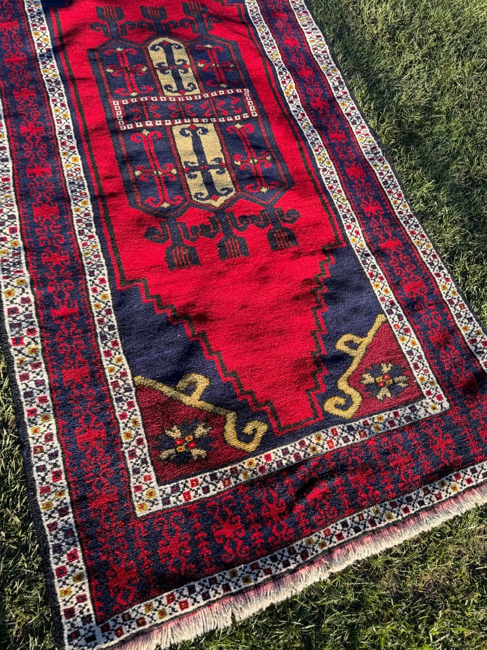 Dywan Kazak Anatolia, multikolor, wełna, Turcja, lata 70., 205x105 cm - 193365