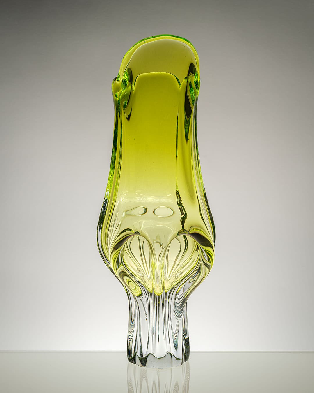 Wazon, limonkowy, szkło, proj. J. Hospodka, Czechosłowacja, lata 70. - 193427