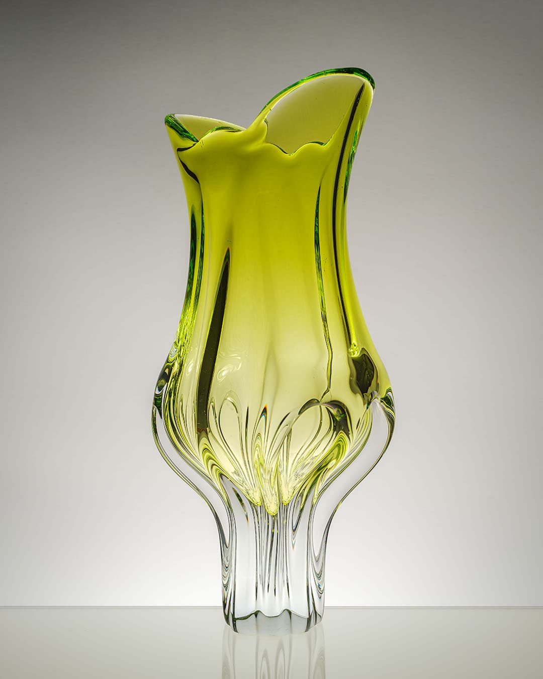 Wazon, limonkowy, szkło, proj. J. Hospodka, Czechosłowacja, lata 70. - 193426