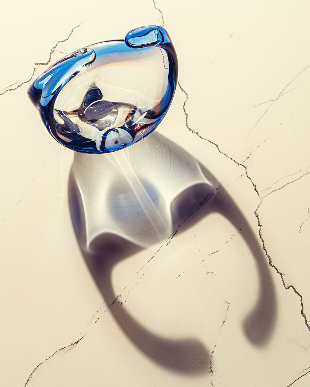 Koszyczek, błękitny, szkło, proj. F. Zemek, Czechosłowacja, lata 70. - 193444