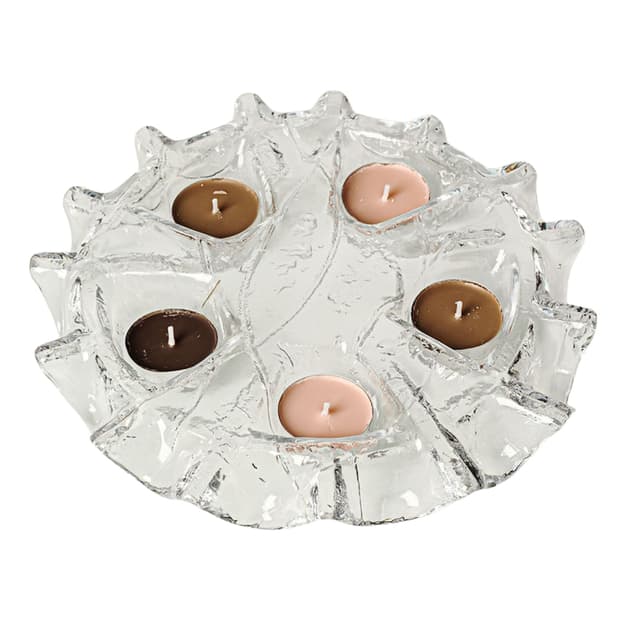 Tealight holder Jääkidetuikkula, transparent glass, by S. Tavasti, Finland, 1960s. - DIMENSION