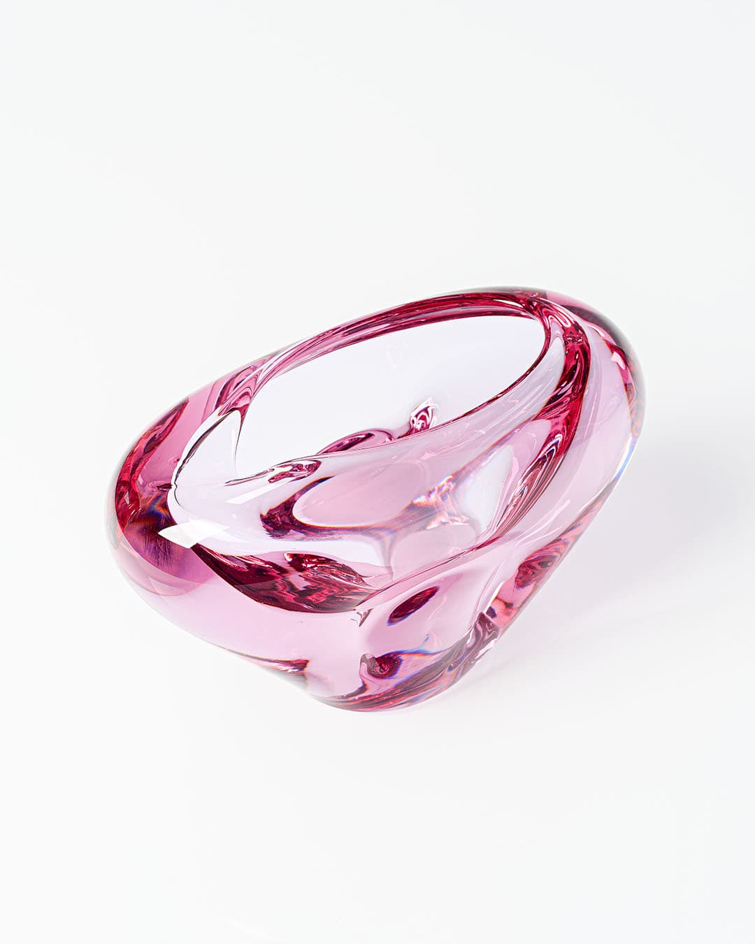 Decorative bowl, pink glass, by M. Klinger, Czechoslovakia, 1970s. - 193458