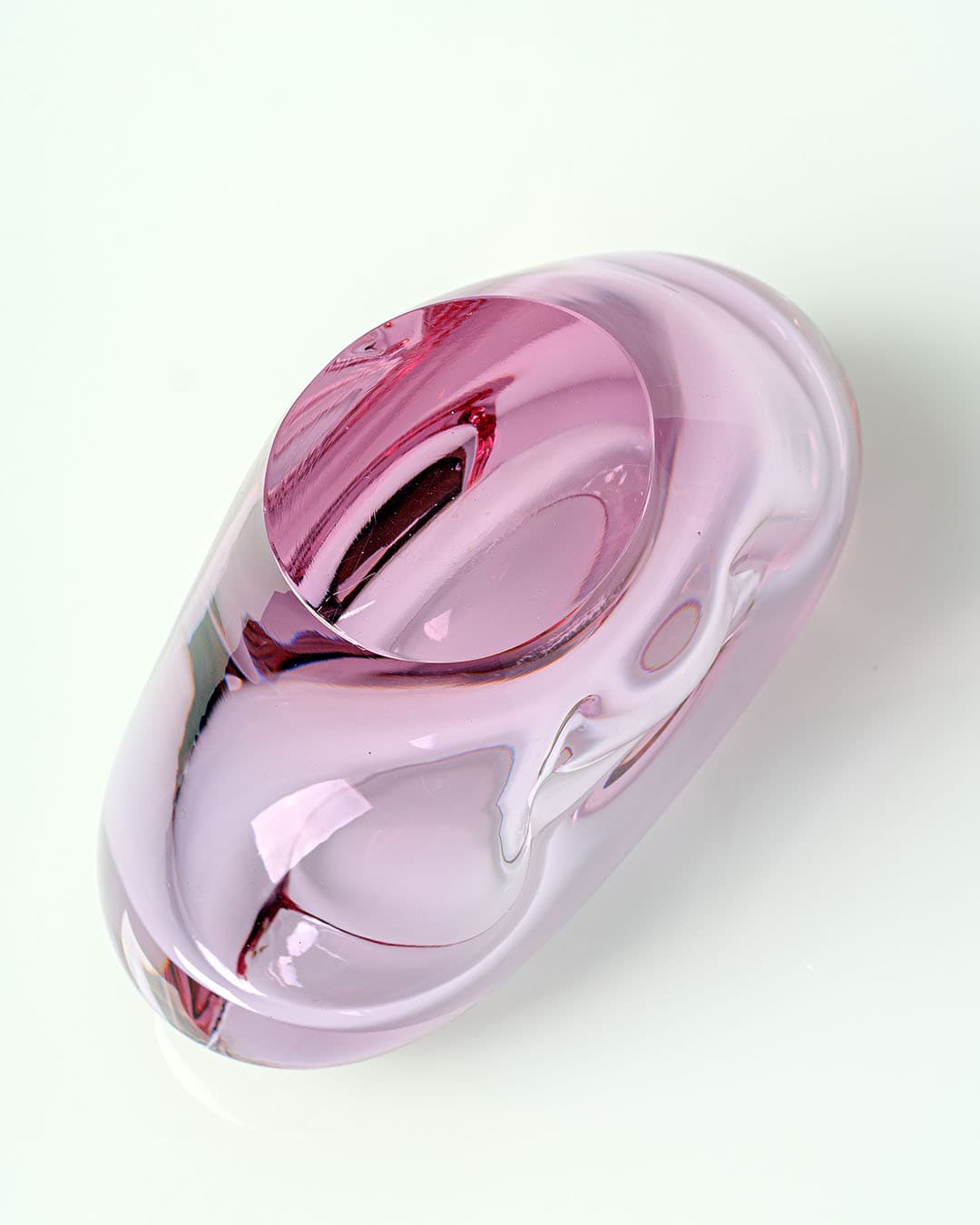 Decorative bowl, pink glass, by M. Klinger, Czechoslovakia, 1970s. - 193460