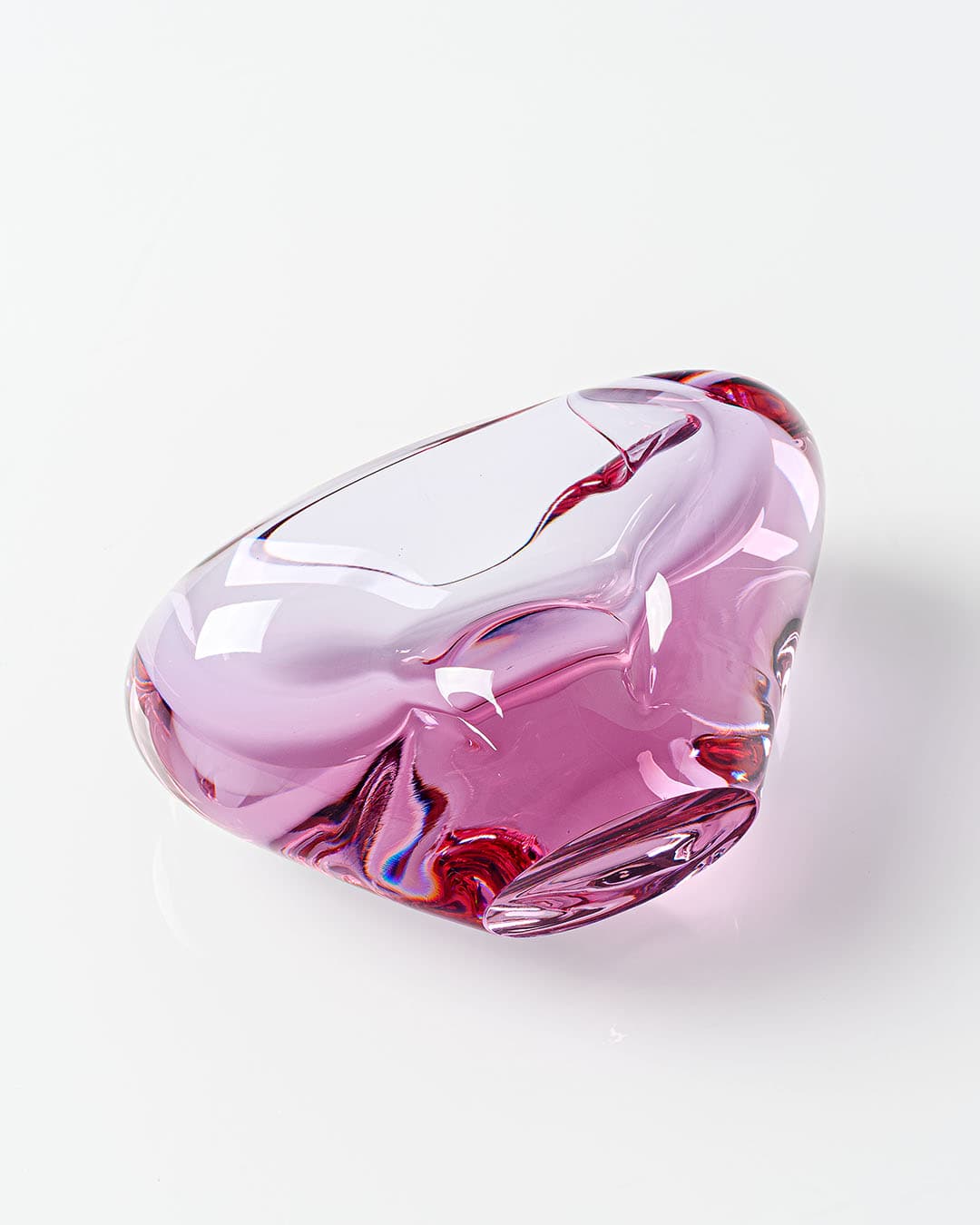 Decorative bowl, pink glass, by M. Klinger, Czechoslovakia, 1970s. - 193457