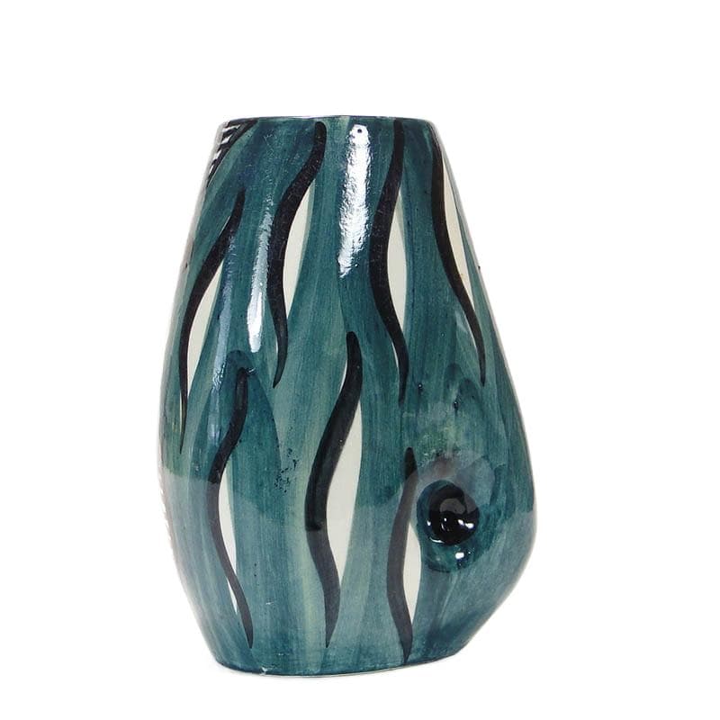 Wazon, turkusowy ceramika, proj. W. Płażewski, Włocławek, Polska, lata 50.