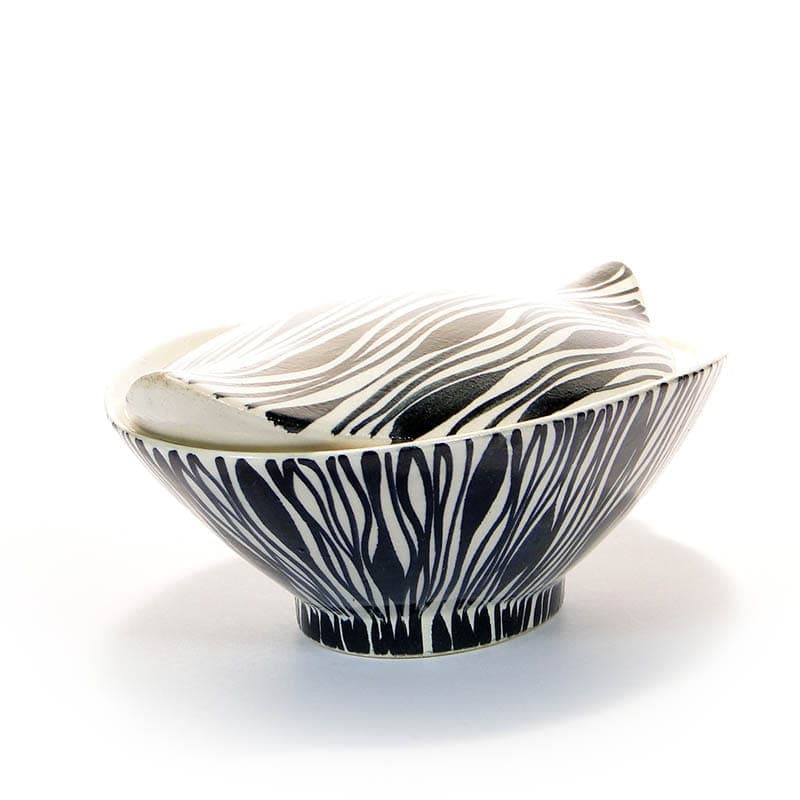 Bonbonniere, model 5054, white ceramics, hand-painted by A. Piwowarska, Włocławek, Poland, 1950s - 193629