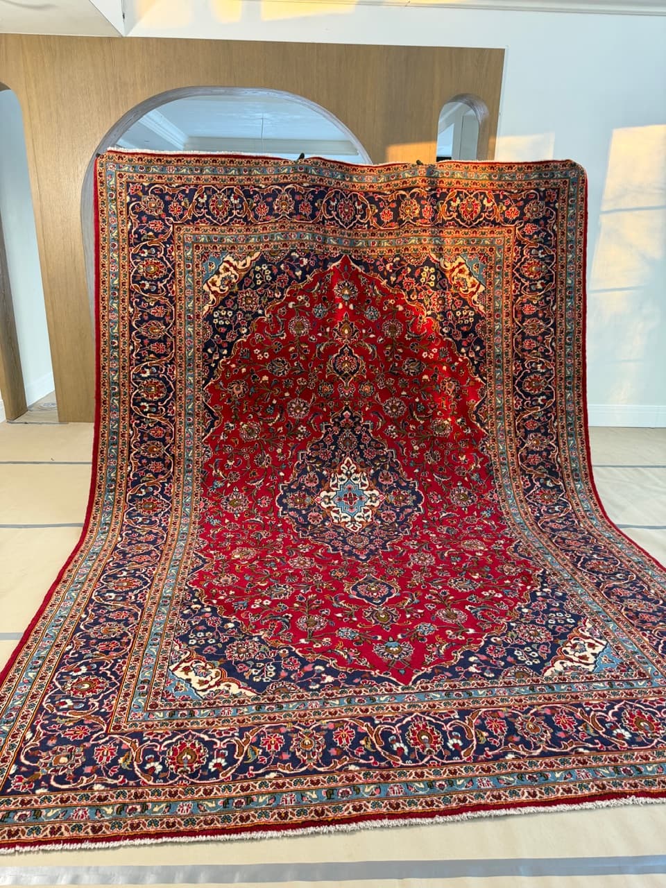 Dywan Keshan 400x300 cm, czerwony, wełna, Iran - 193639