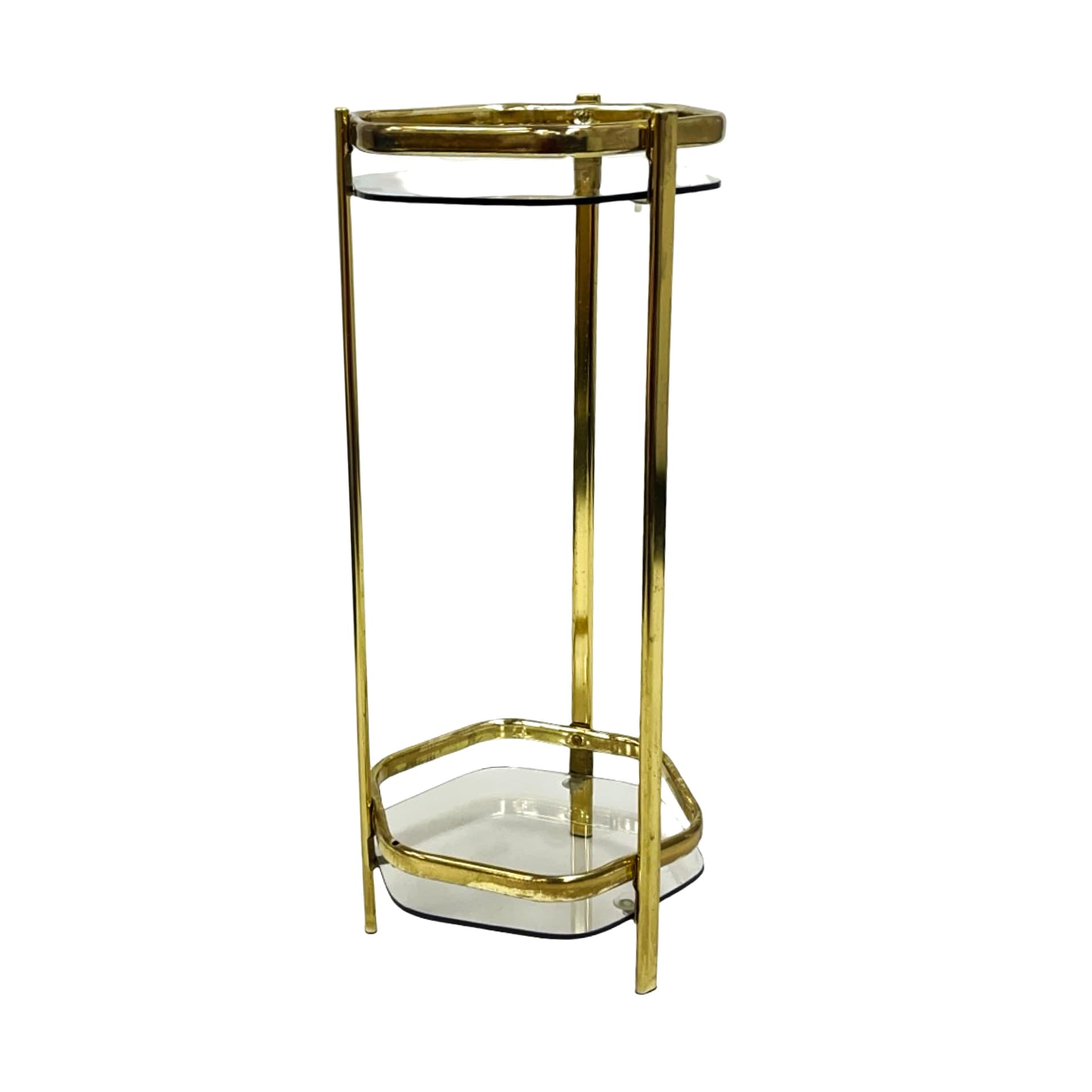 Stolik pomocnik Mid-Century Modern, mosiądz złoty, szkło transparentne, Francja, lata 70. - 193670