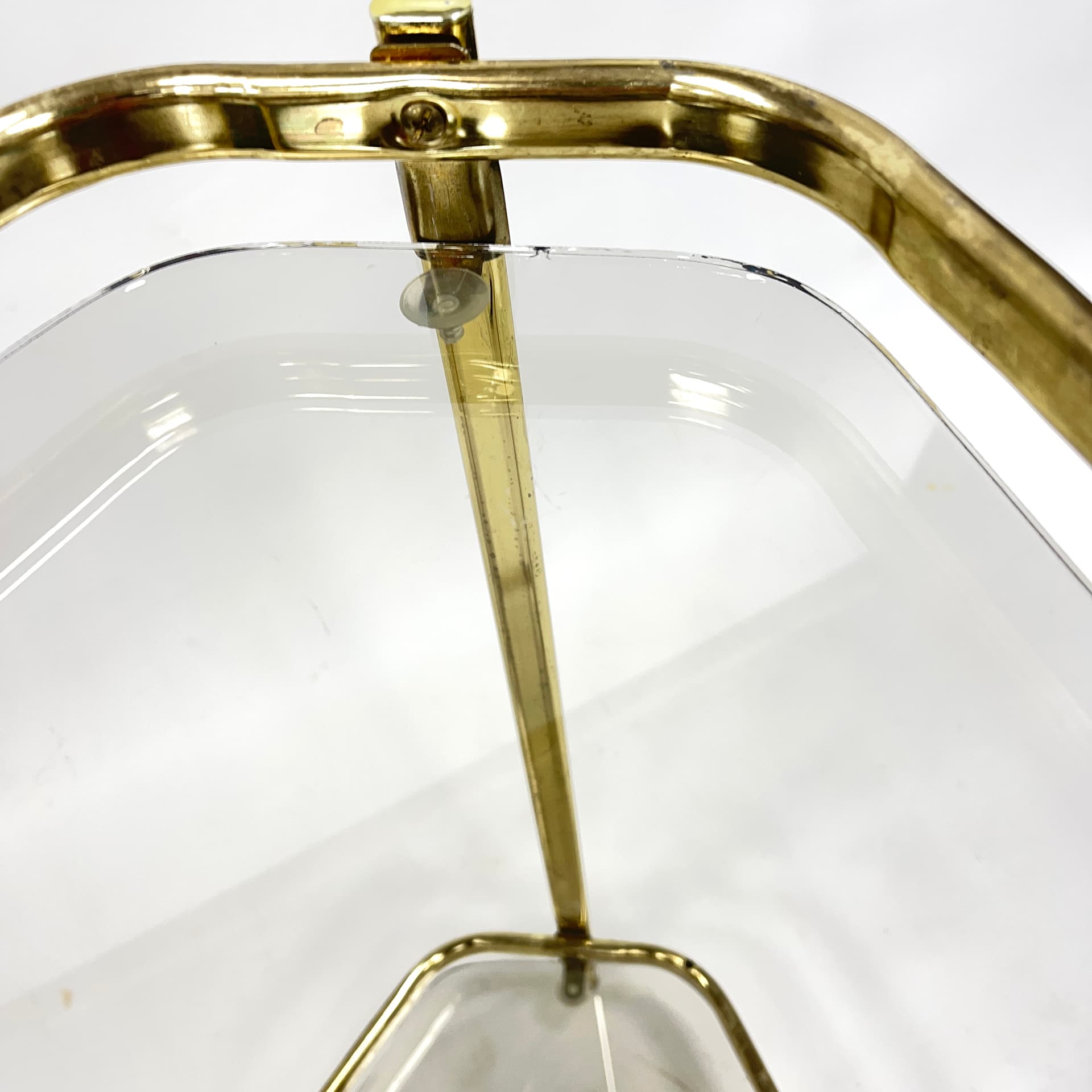 Stolik pomocnik Mid-Century Modern, mosiądz złoty, szkło transparentne, Francja, lata 70. - 193676