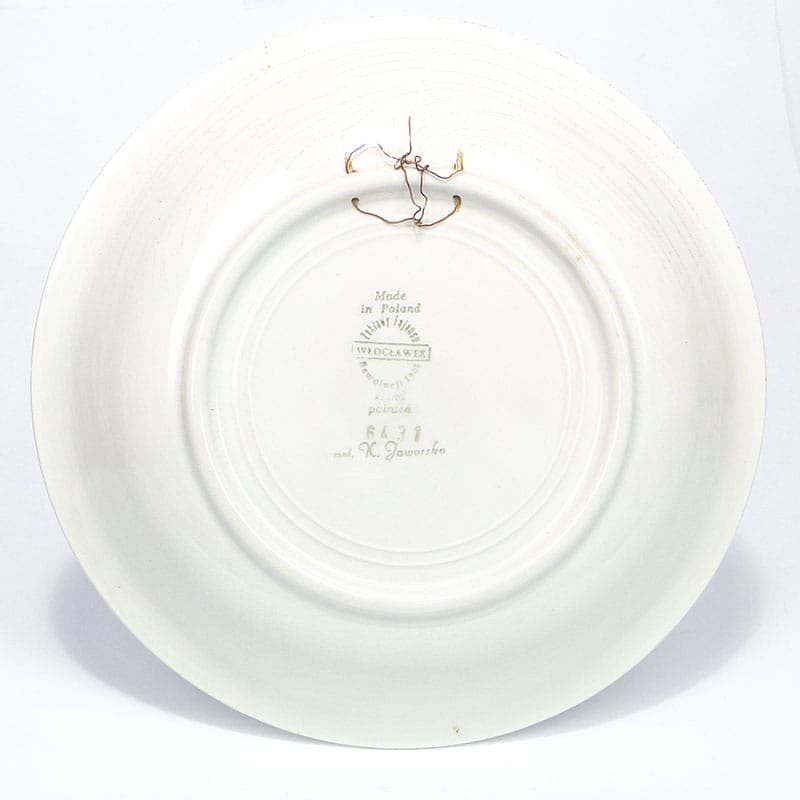 Patera dekoracyjna Kora, zielony, ceramika, proj. E. Piwek-Białoborska, Włocławek, Polska, lata 60. - 193681