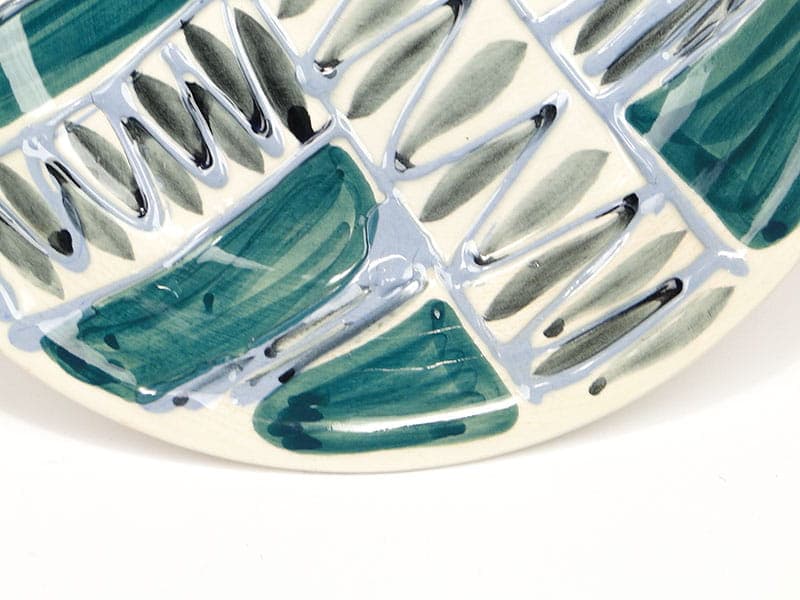 Patera dekoracyjna Kora, zielony, ceramika, proj. E. Piwek-Białoborska, Włocławek, Polska, lata 60. - 193677