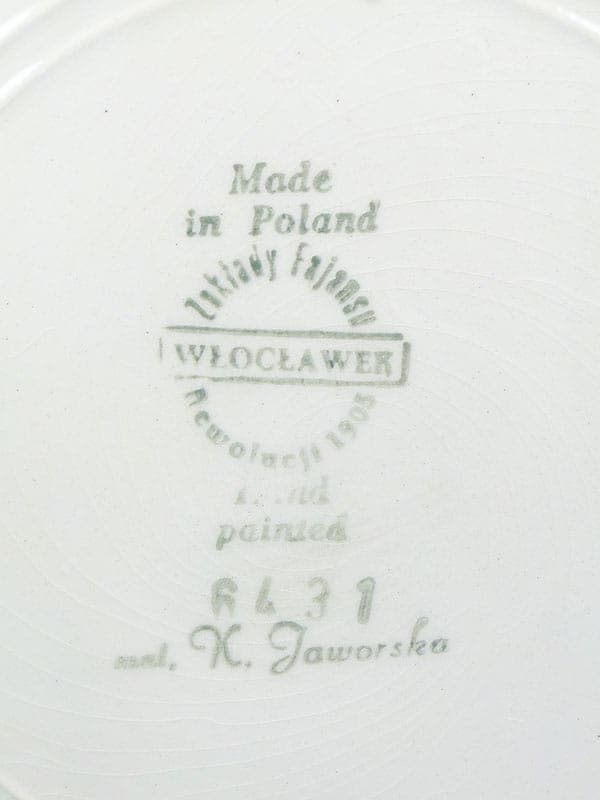 Patera dekoracyjna Kora, zielony, ceramika, proj. E. Piwek-Białoborska, Włocławek, Polska, lata 60. - 193682