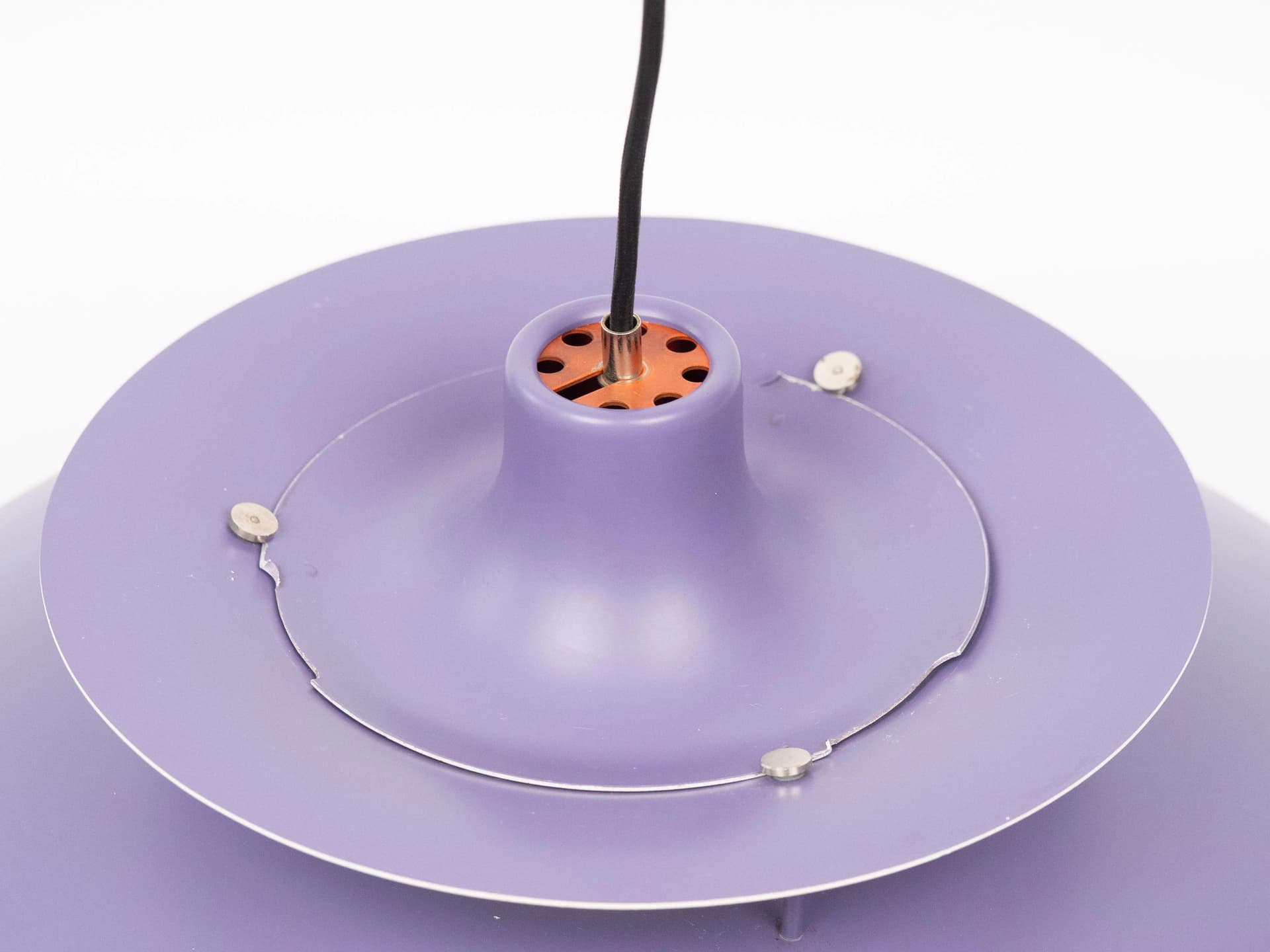 Lawendowo-fioletowa aluminiowa lampa wisząca PH 5, proj. P. Henningsen dla Louis Poulsen, Dania, lata 50. - 13646