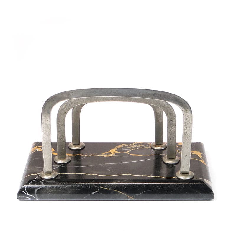 Listownik Art Deco, marmur czarny, mosiądz niklowany, Polska, lata 20. - 193703