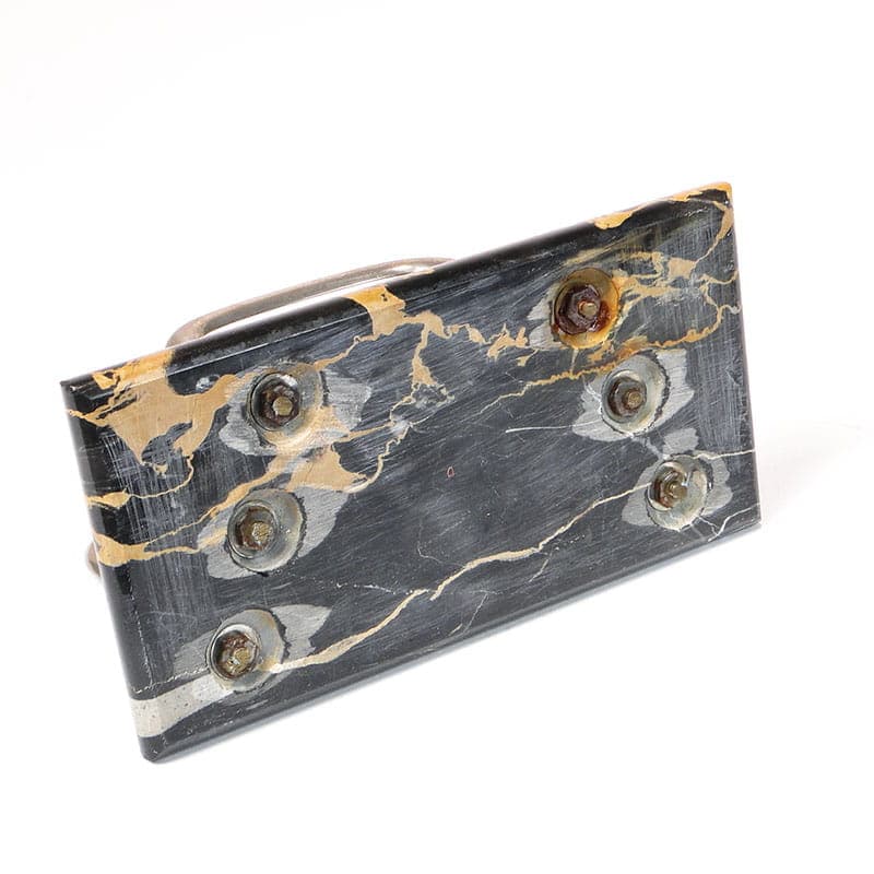 Listownik Art Deco, marmur czarny, mosiądz niklowany, Polska, lata 20. - 193701