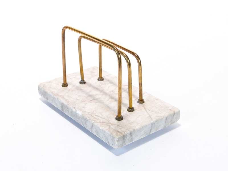 Letter Holder Art Deco, light marble, brass, Poland, 1920s. - 193706