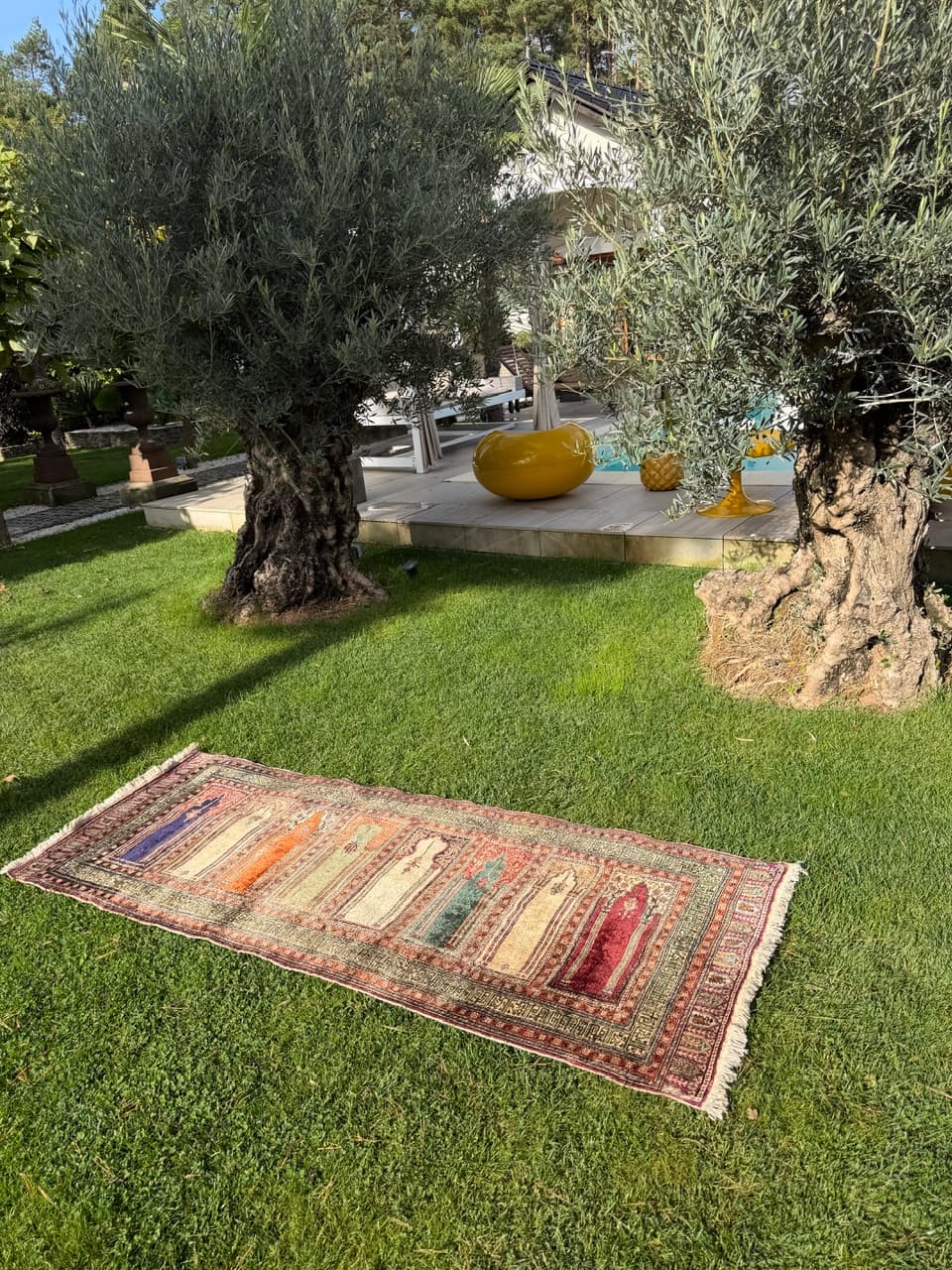 Dywan Kayserie 230x85 cm, jedwab beżowy, Turcja, lata 70. - 193741